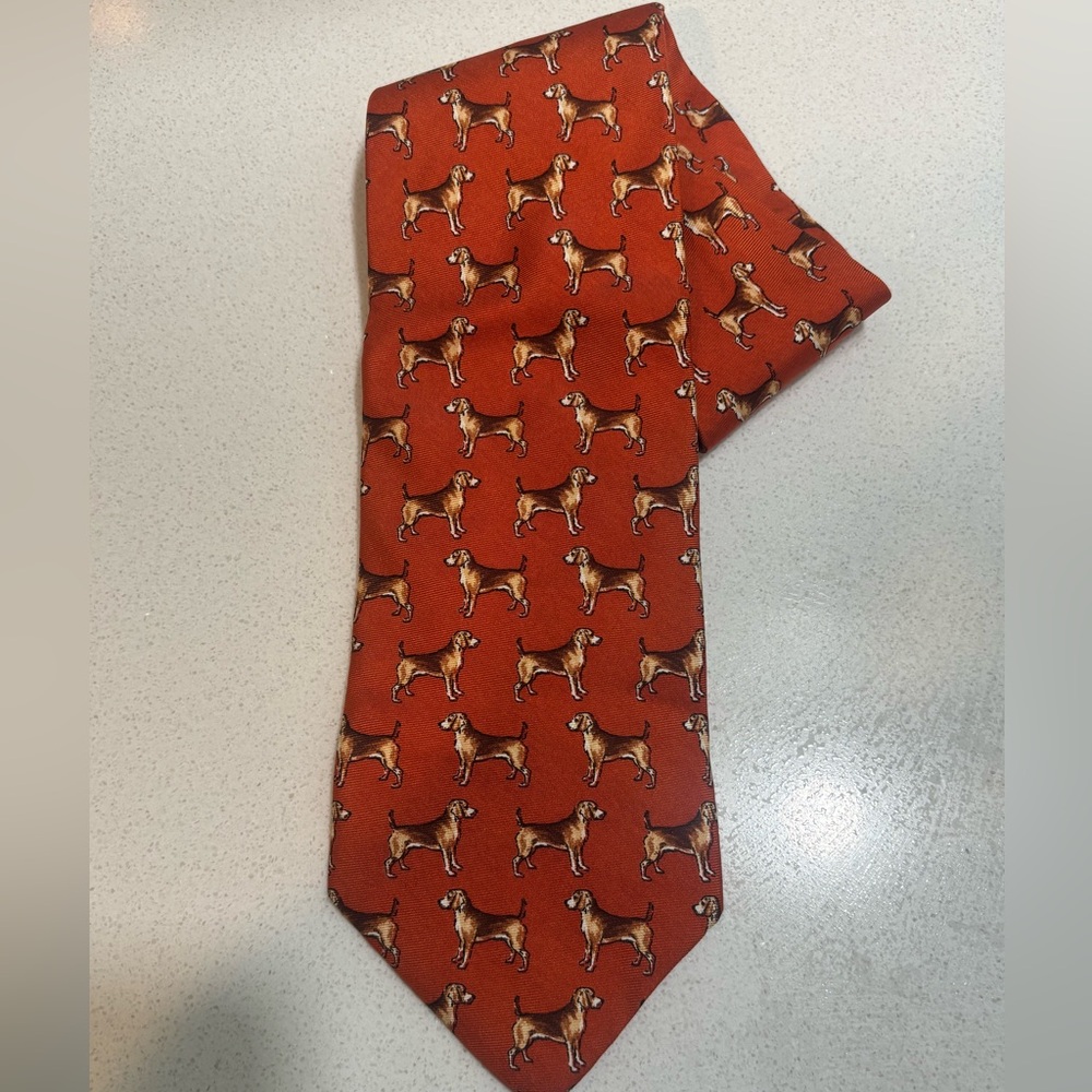 Peter Elliot Vintage Pointer Setter Dog Tie 100% Silk
